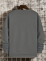 Letter Print Sweatshirt Men's Casual Graphic Pullover for Autumn Winter
