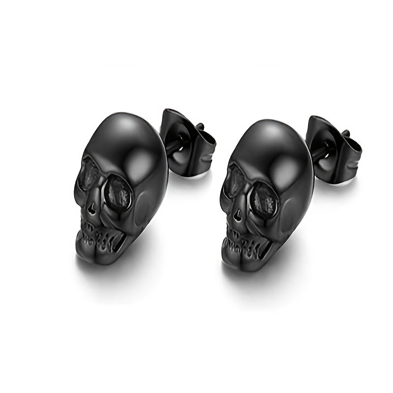 Explosive Gothic Skull Head Stud Earrings