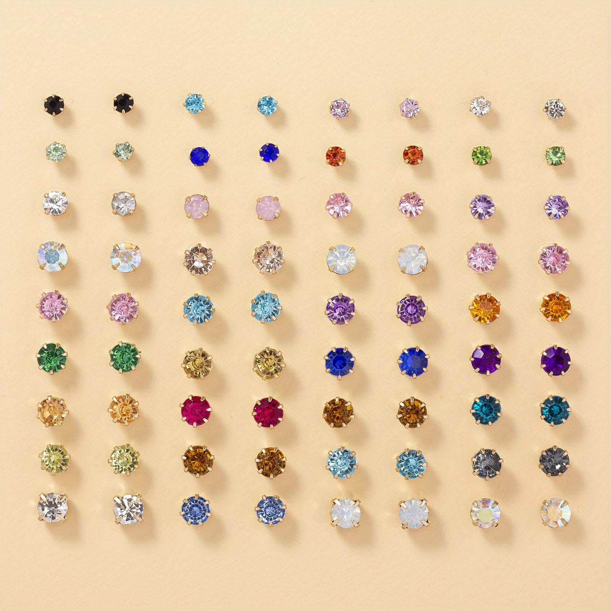 36 Pairs Colorful Rhinestone Stud Earrings for Daily Wear Accessories