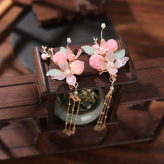 Chinese Style Hair Clip Tassel Peach Blossom Decor Duck Bill Clip Costume Access