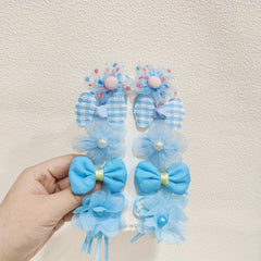 10pcs Flower Bowknot Hair Clips Fabric Barrette Sweet Hair Accessories