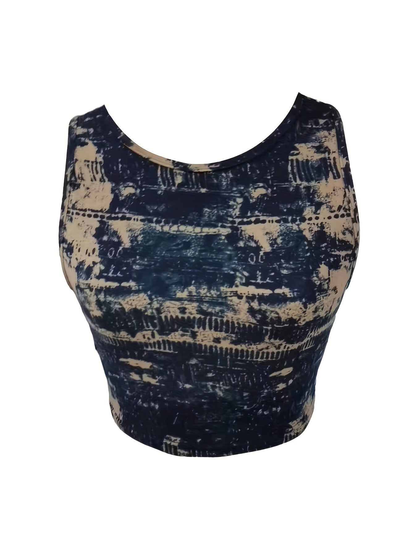 Tie Dye Crop Tank Top Sleeveless Casual Crew Neck Summer Women's Clothing