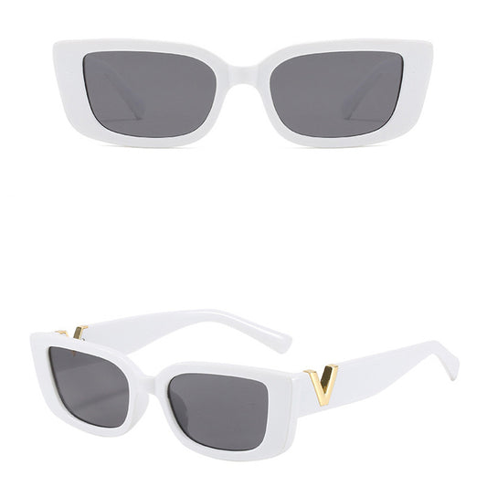 Rectangle Cat Eye Thin Sunglasses for Women 90s Y2K Vintage