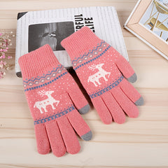 Deer Knitted Gloves Female Multicolor Warm Gloves