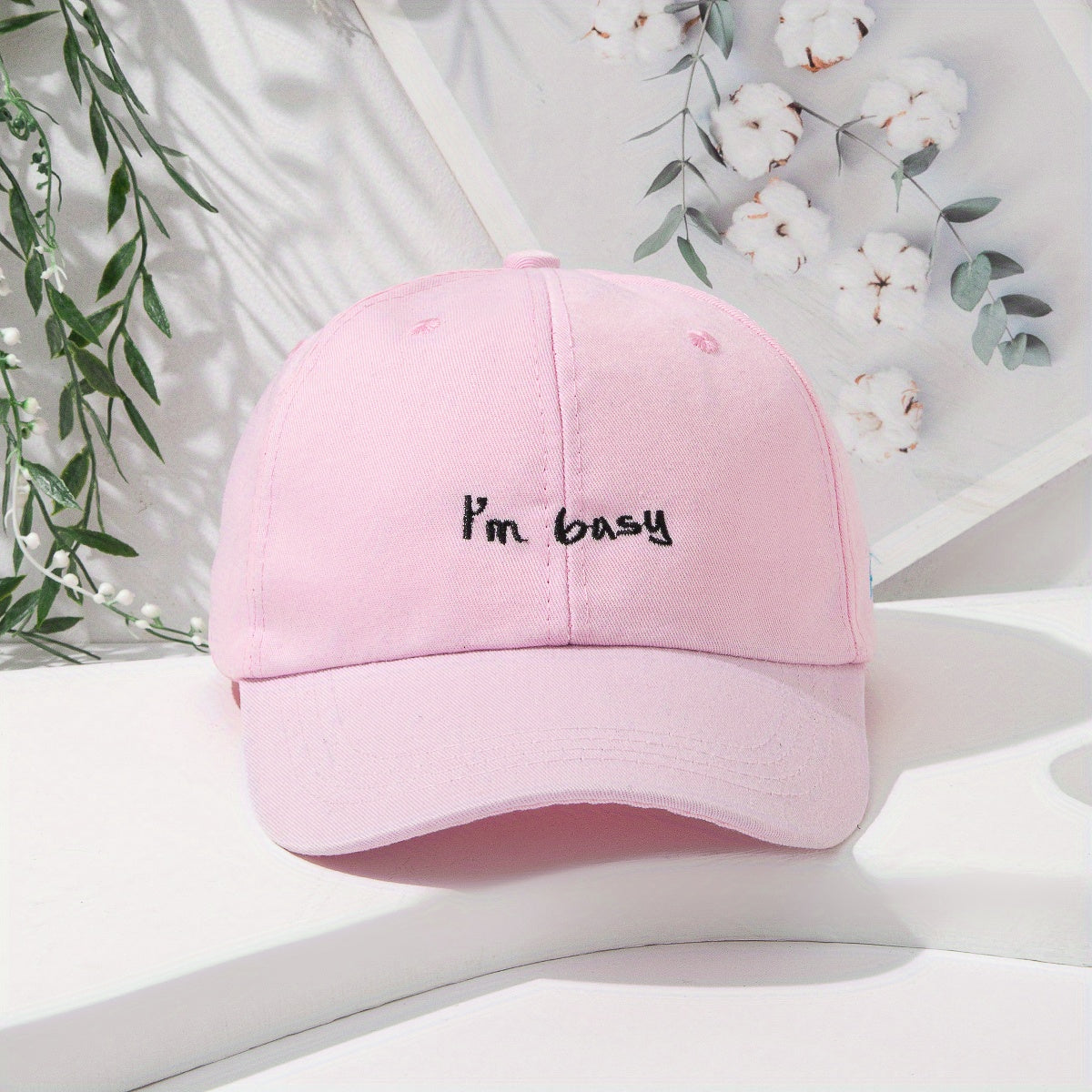 Busy Letter Embroidered Baseball Cap Sun Hat Outdoor Peaked Cap
