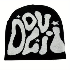 Elastic Foldable Beanie Hat Knitted With Skull Pattern For Men Women
