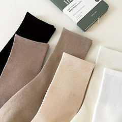 6 Pairs Ribbed Mid Tube Socks Breathable & Comfy Women's Stockings
