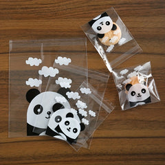 100pcs Panda Pattern Macaroon Bags Cartoon Bags Self Adhesive Cookie Bag