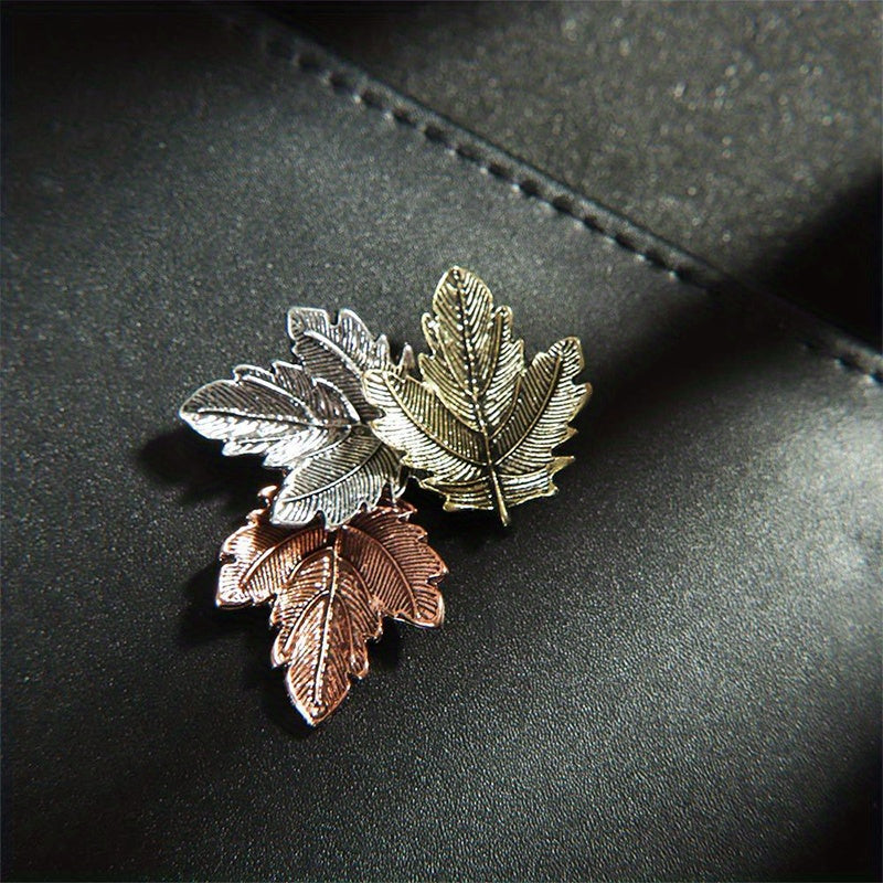 Vintage Maple Leaf Brooch Metal Charm Collar Lapel Pin