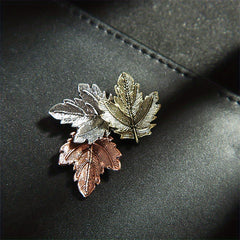 Vintage Maple Leaf Brooch Metal Charm Collar Lapel Pin