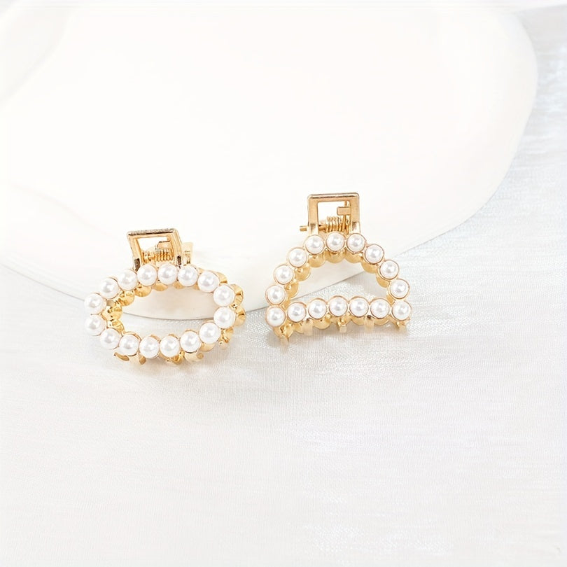 Faux Pearl Hollow Hair Claw Side Clip Set Women Hair Accessories