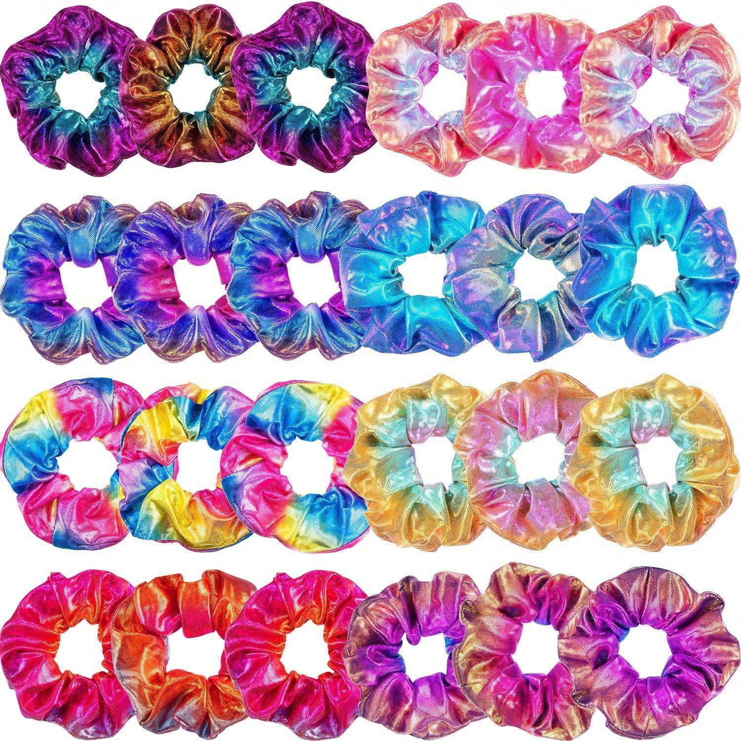 Gradient Laser Scrunchies Hair Tie Holographic Hair Rope Ponytail Holder