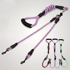Wave Pattern Dual Dog Leash for Walking Two Dogs