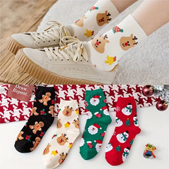 4 Pairs Christmas Print Socks Women's Stockings