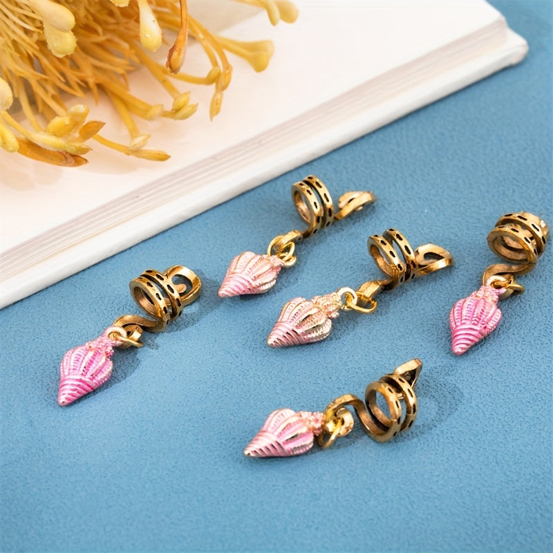 Enamel Conch Hair Beads Dreadlock Hair Ring Oceans Series Hair Accessories