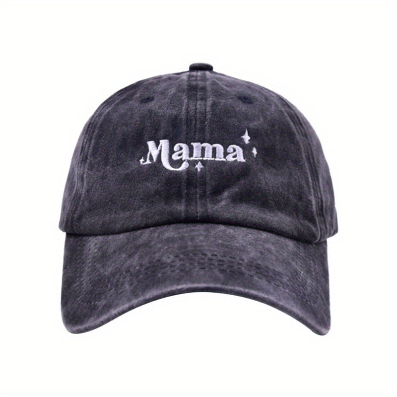 Mama Vintage Baseball Cap Washed Distressed Dad Hat Solid Sunscreen Sports Hats