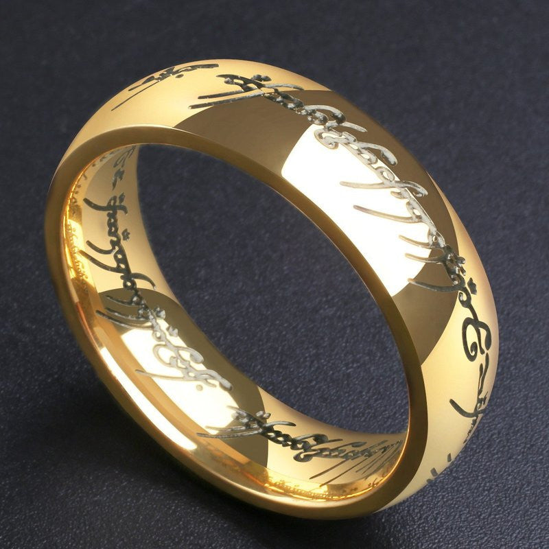 Men's Engraved Stainless Steel Ring Wedding Band