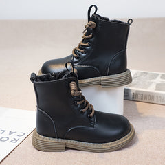 Boys' Casual Plus Fleece Ankle Boots With Zipper
