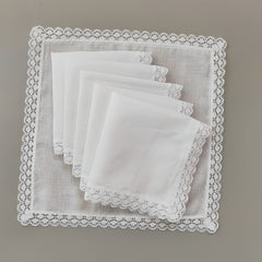 6pcs Lace Trim Handkerchief Set Women's Wedding DIY Decoration