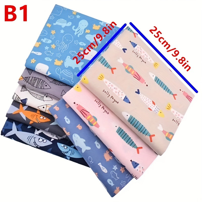 8pcs Cartoon Cotton Fabric Precut for DIY Sewing Patchwork Table Cloth