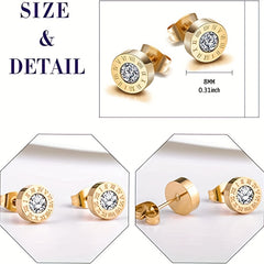 Stylish Round Zircon Earrings for Men