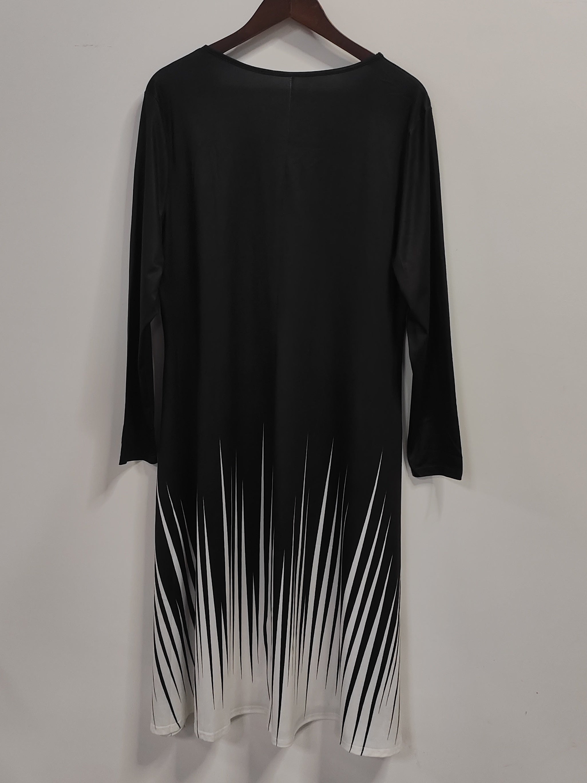  Women Casual Striped Print Long Sleeve V Neck Dress
