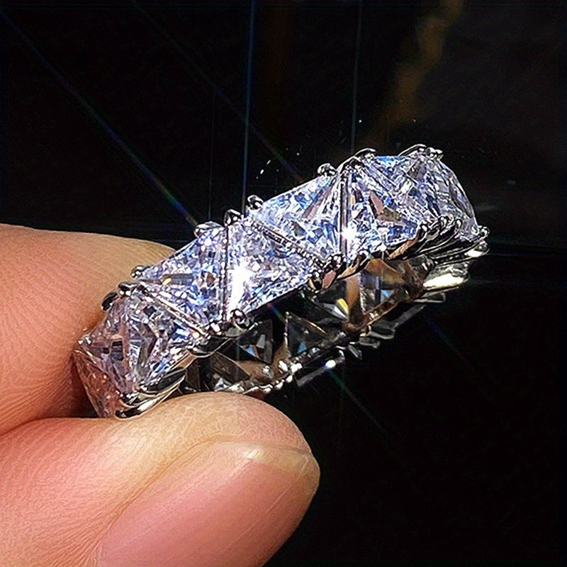 Triangle Zircon Ring 18k Plated Promise Ring for Female