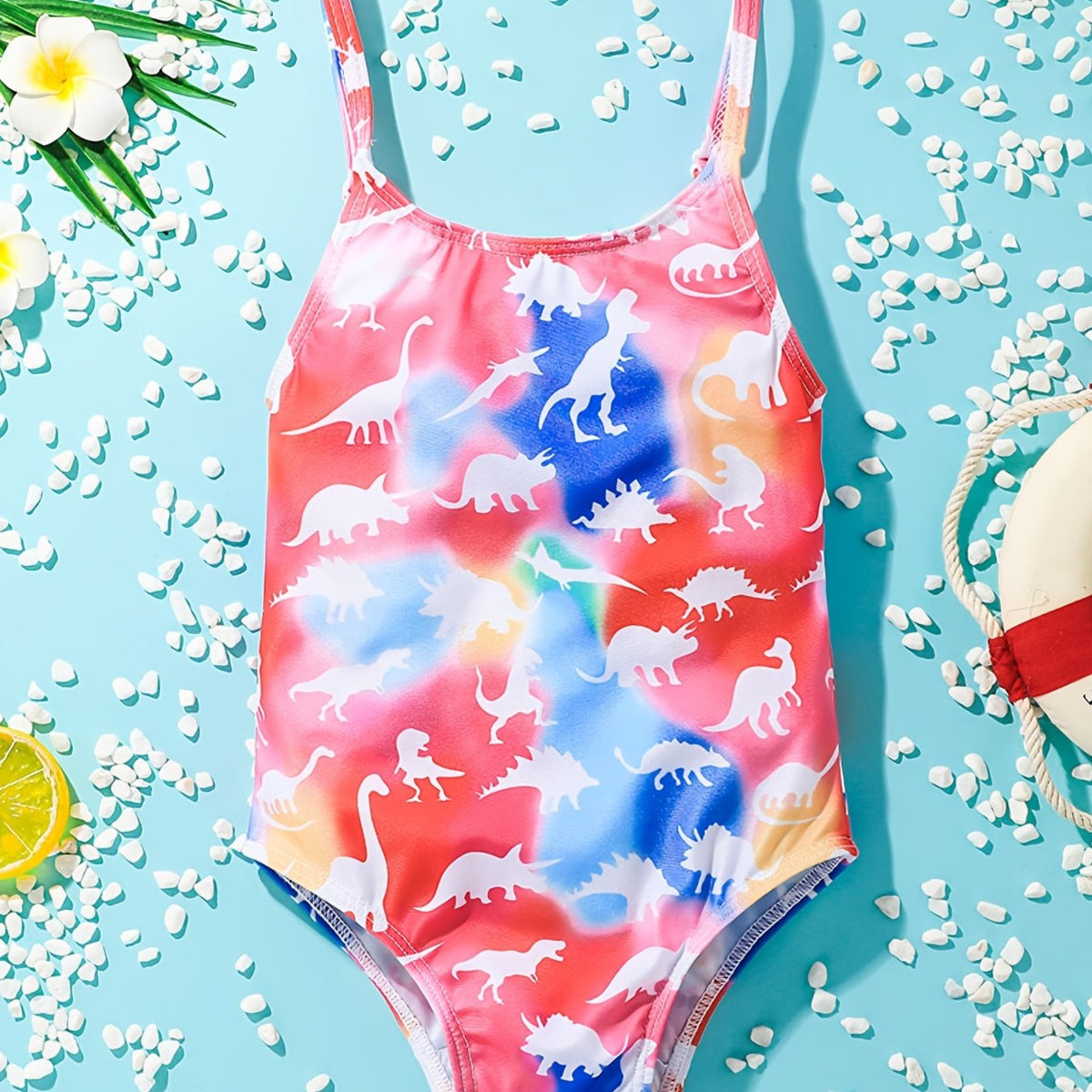 Girls Dinosaur Print One Piece Swimwear Bathing Suit