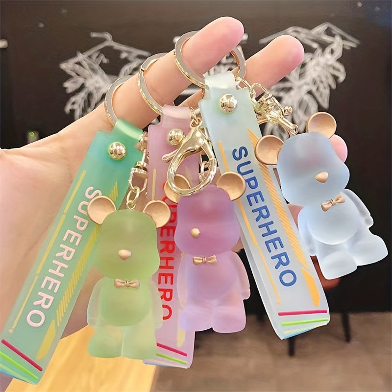 Violent Bear Cartoon Crystal Bow Tie Key Chain Pendant