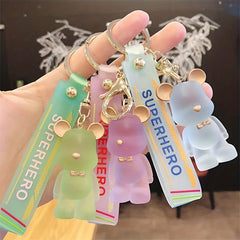 Violent Bear Cartoon Crystal Bow Tie Key Chain Pendant