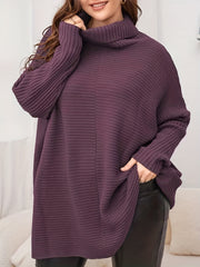  Ribbed Turtle Neck Pullover Sweater
