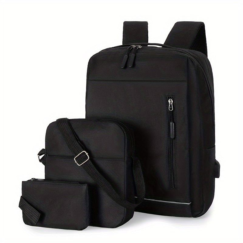 3pcs Large Capacity Backpack Crossbody Bag Clutch Purse Set