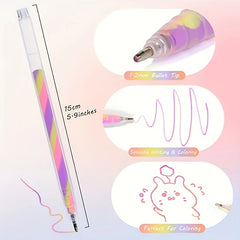 6 Pack Rainbow Glitter Pens 1.2mm Gradient Markers for School & Office Use