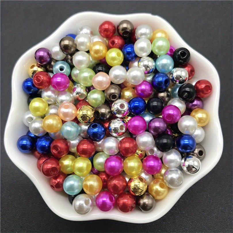100pcs 6mm Colorful Pearls Acrylic Spacer Beads For Jewelry Making