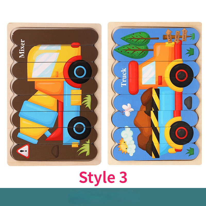 Double Sided Wooden 3D Puzzles Educational Toys For Kids