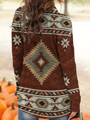  Southwestern Print Long Sleeve Cardigan