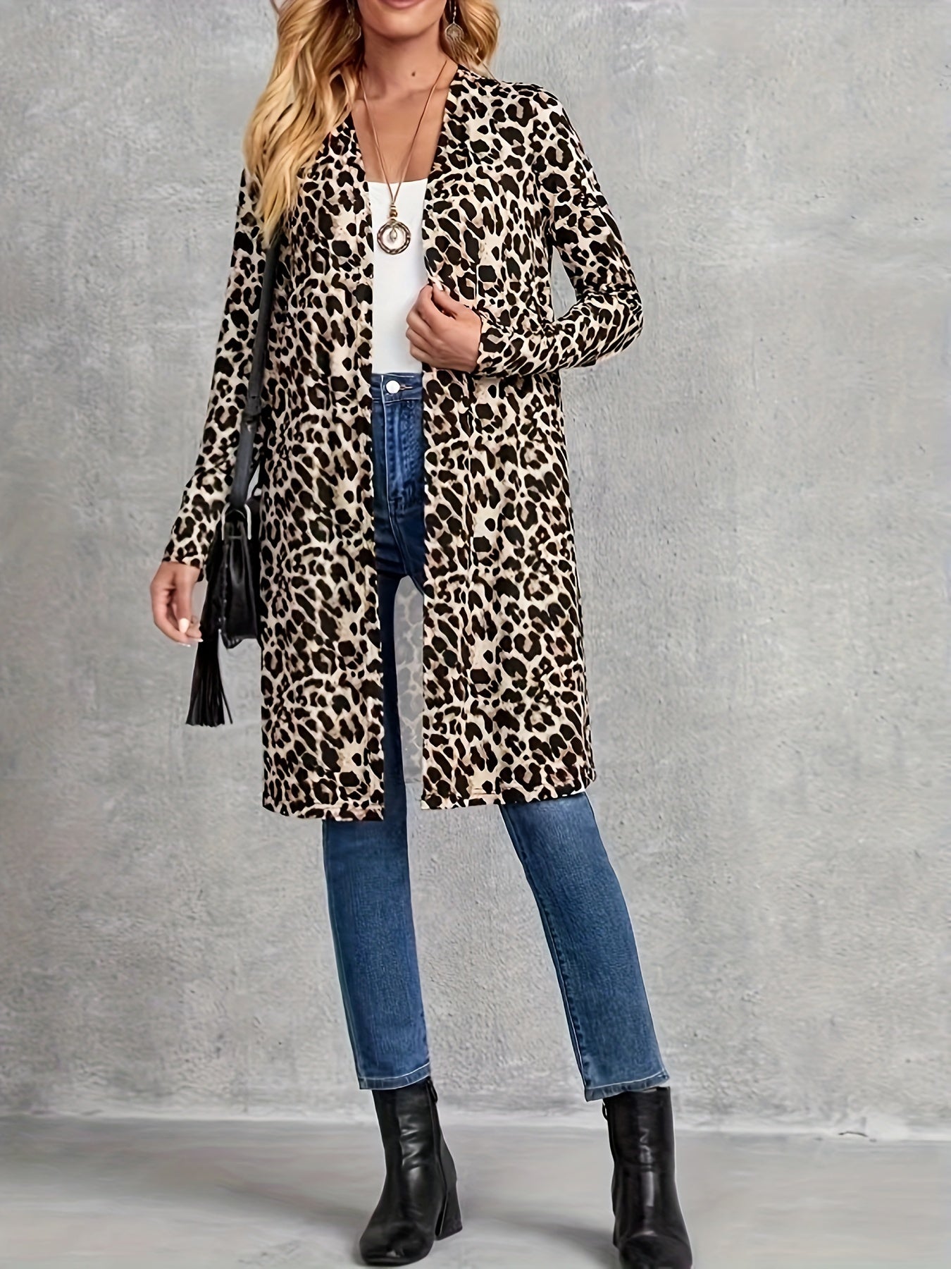  Leopard Print Long Sleeve Cardigan
