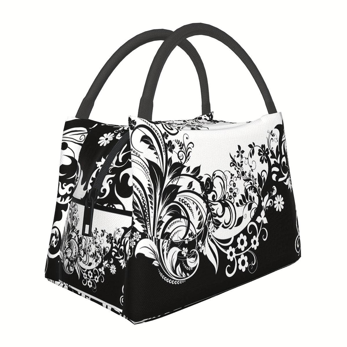 Floral Lunch Bag Reusable Portable Cooler with Watercolor Floral Print