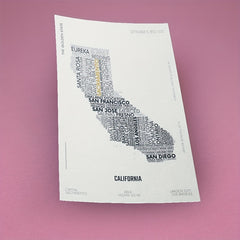 California State Letter Map Sticker Kids Room Art A5 A4