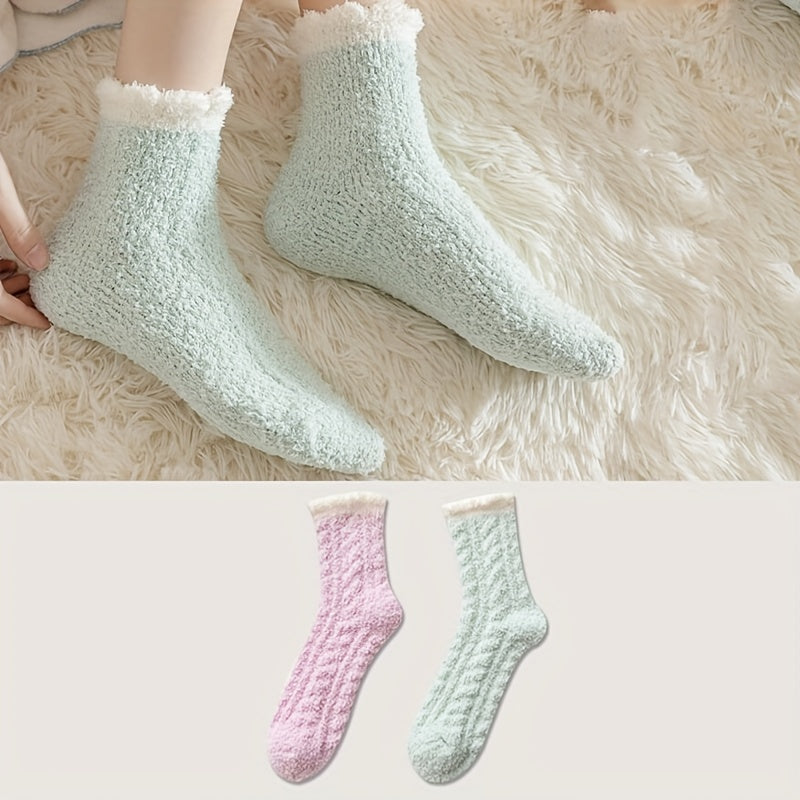 Soft Fuzzy Floor Socks 2 Pairs for Women