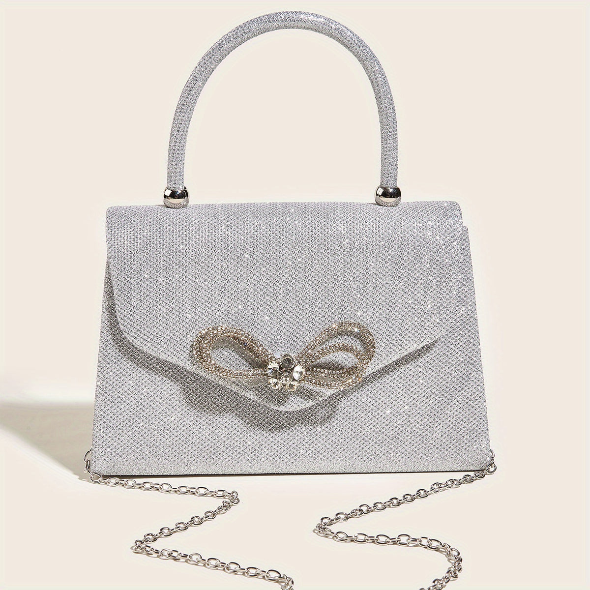 Glitter Satchel Bag with Bowknot for Party