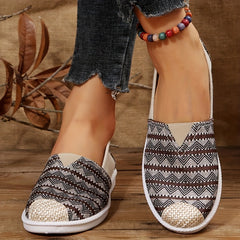 Ethnic Lightweight Slip On Canvas Sneakers