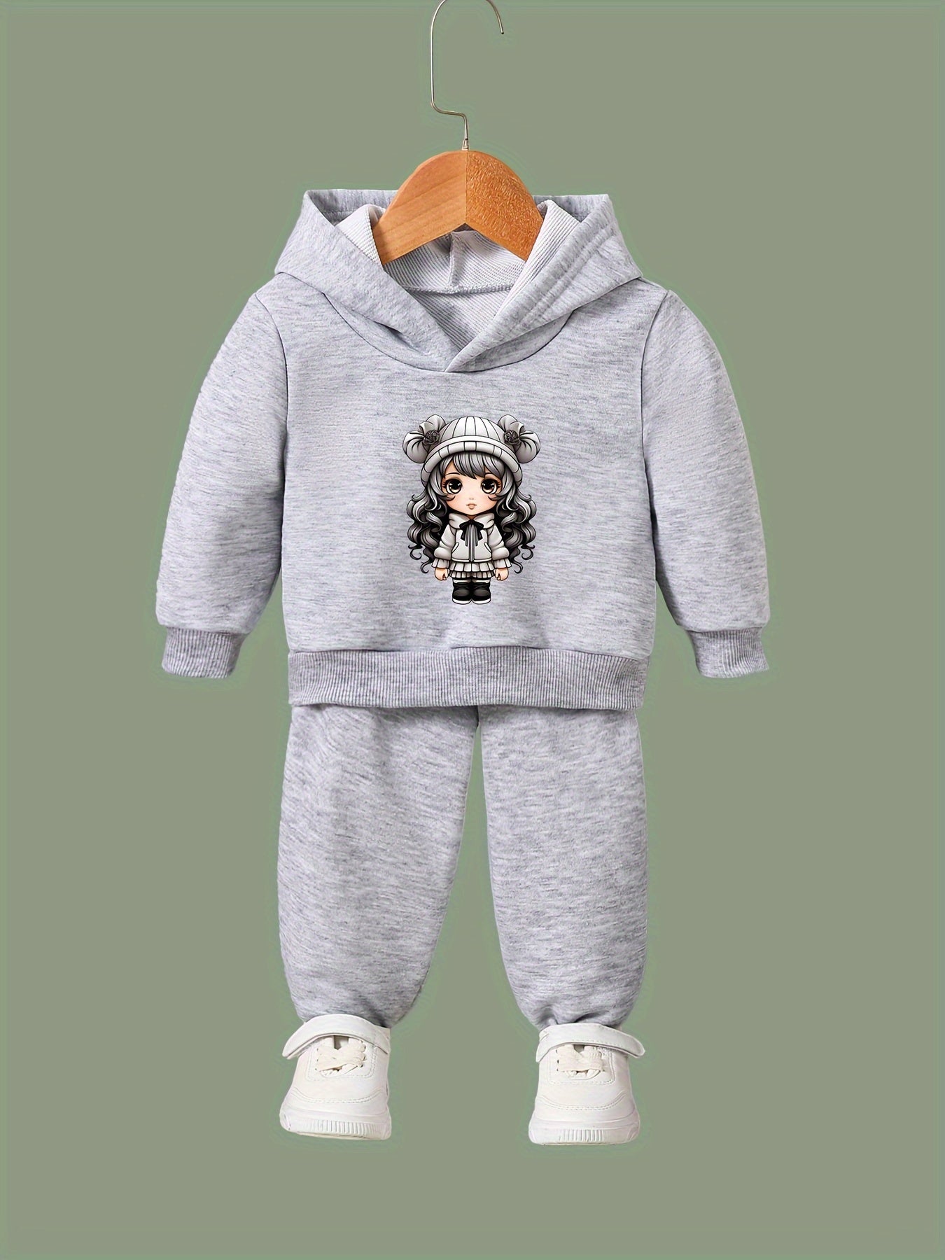 Anime Pattern Hooded Sweatshirt Girls Hoodies & Sweatpants