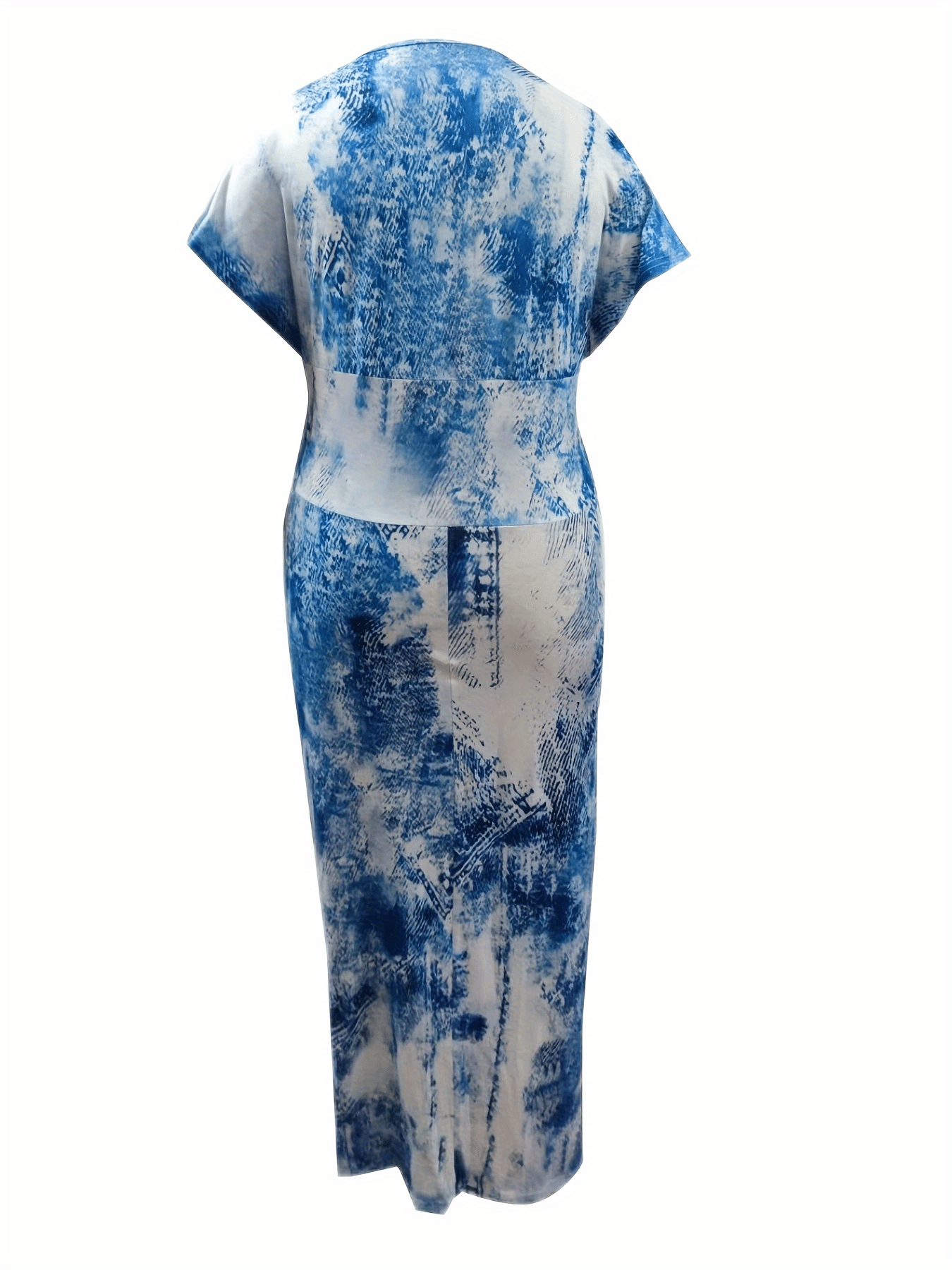  Tie Dye Batwing Sleeve Maxi Midi Dress