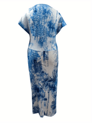  Tie Dye Batwing Sleeve Maxi Midi Dress