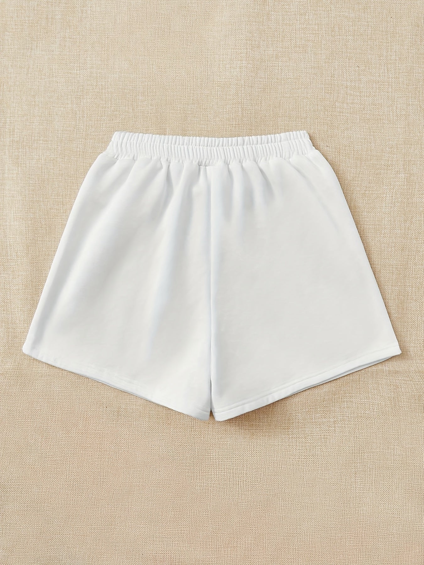 Girls Smile Print Casual Sweat Shorts Elastic Waist Work Out Shorts