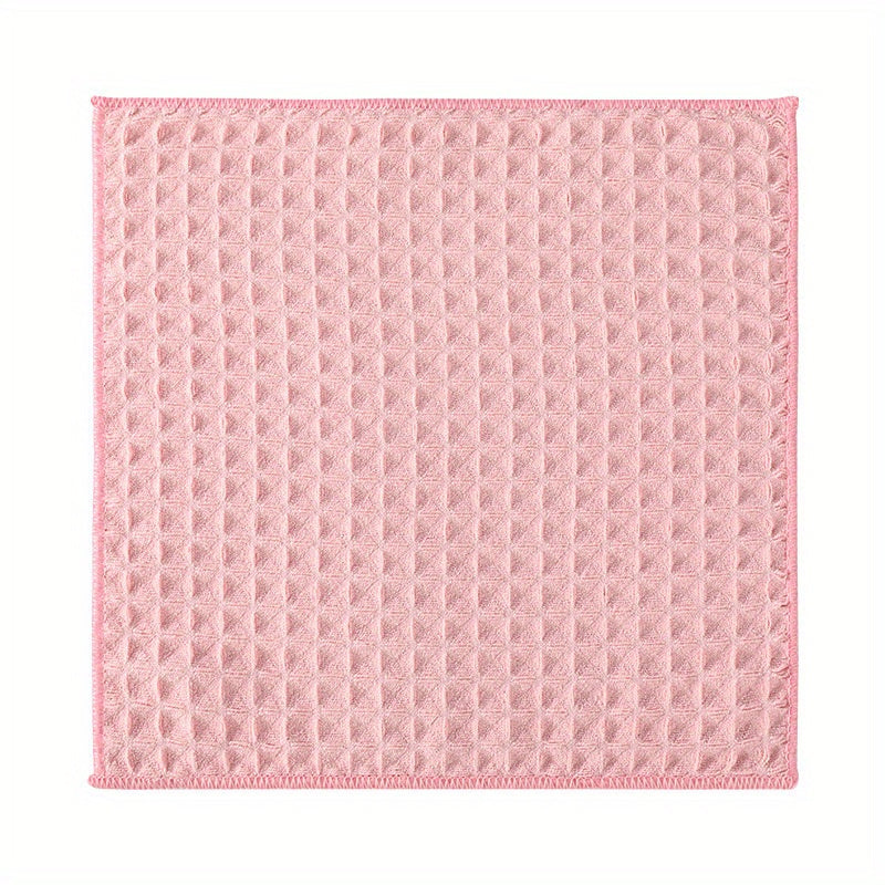 6pcs Microfiber Waffle Plaid Washcloths Absorbent Soft Bathroom Kitchen Cleaning
