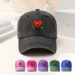 Heart Little Man Bad Rabbit Baseball Cap Candy Distressed Cartoon Sports Hat