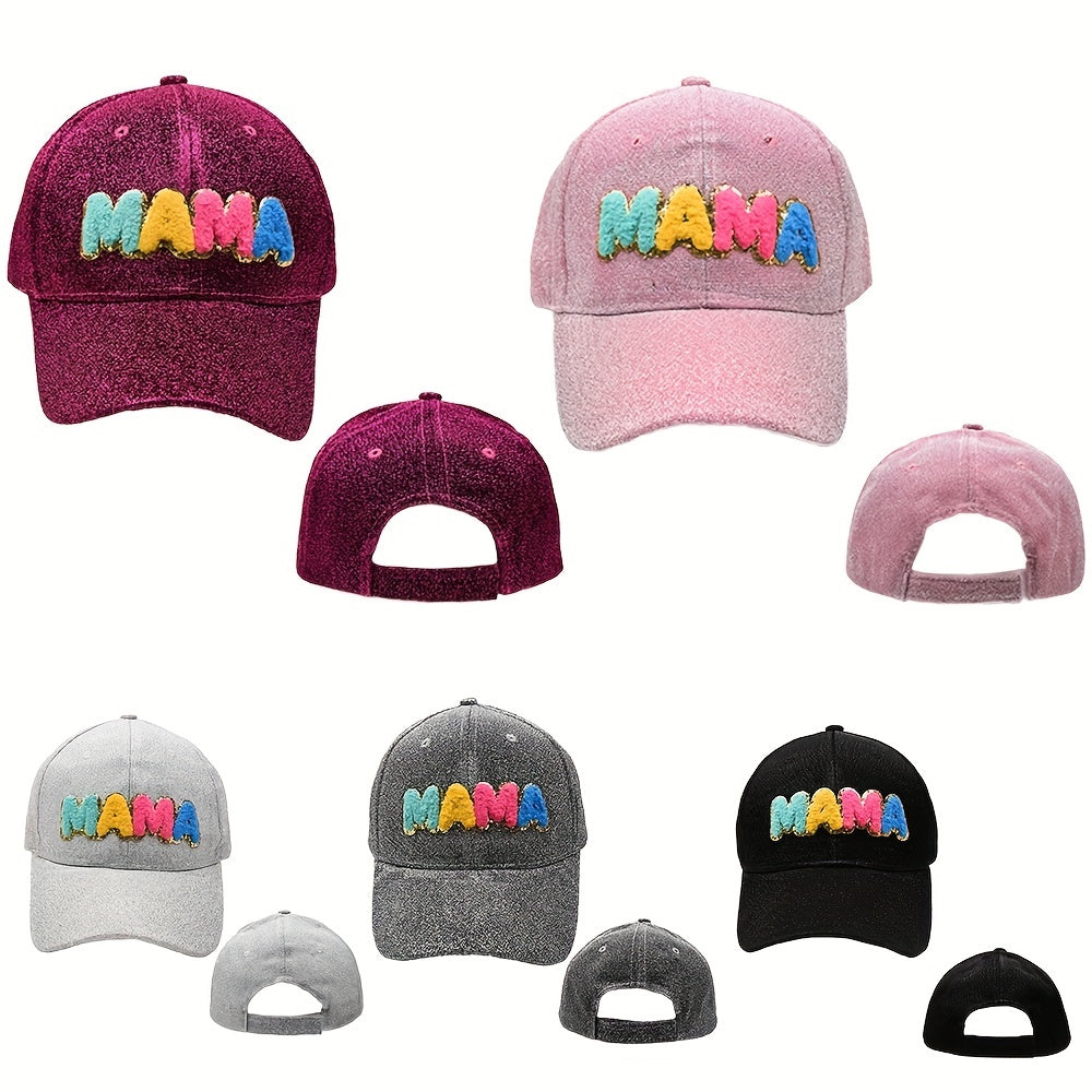 Glitter MAMA Patch Baseball Cap Lightweight Dad Hat Vintage Golf Sun Hat