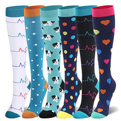 6 Pack Copper Compression Socks for Men and Women - Circulation Support
